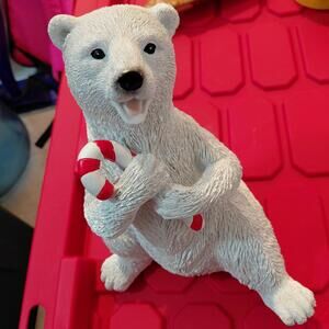 Polar bear candy cane stocking holder 10x7